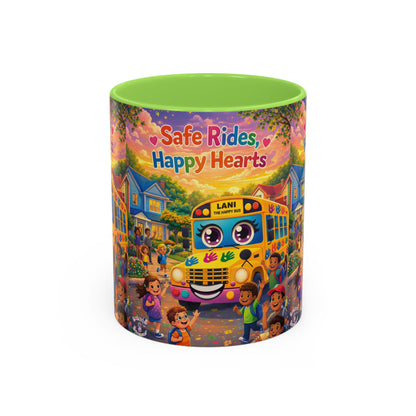 Lani™ Colorful Mug (11oz & 15oz) – "Safe Rides, Happy Hearts" Graphic