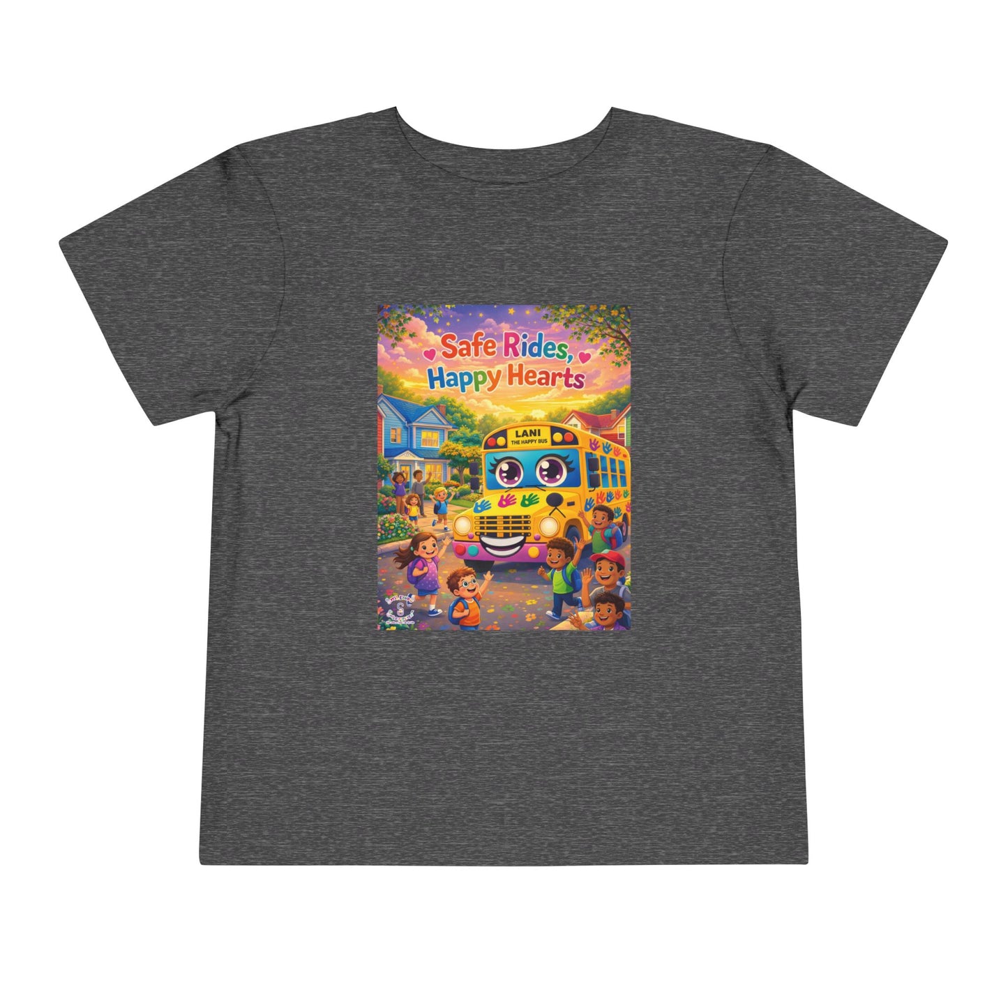 Lani™ Toddler Short Sleeve Tee – "Safe Rides, Happy Hearts" Graphic