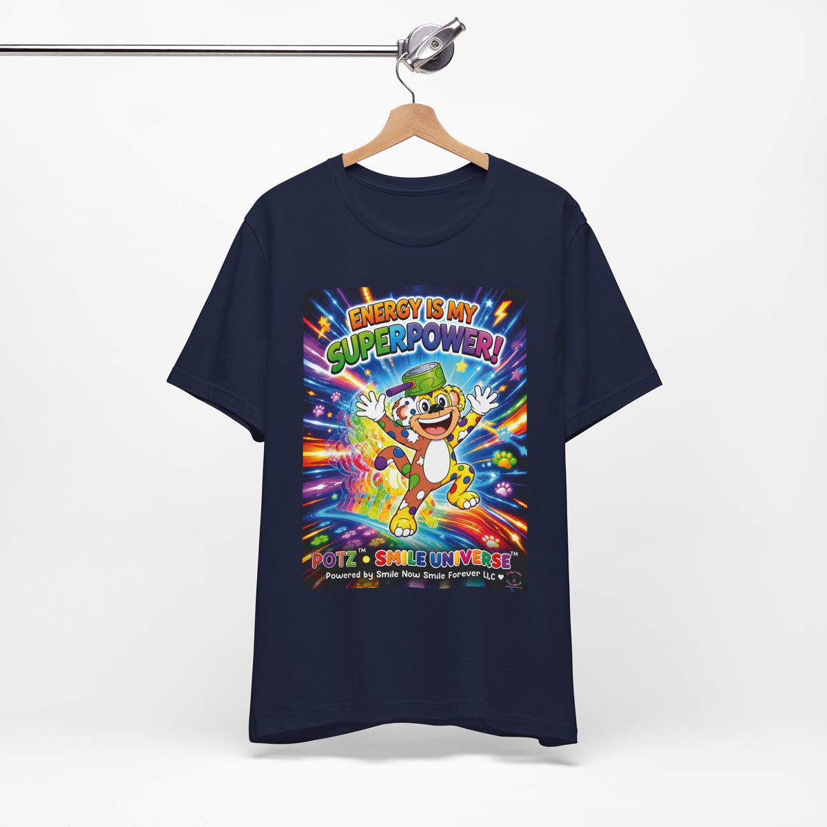 Potz™ Unisex Jersey Short Sleeve Tee – "Energy is My Superpower!" Graphic Tee | Smile Universe Collection
