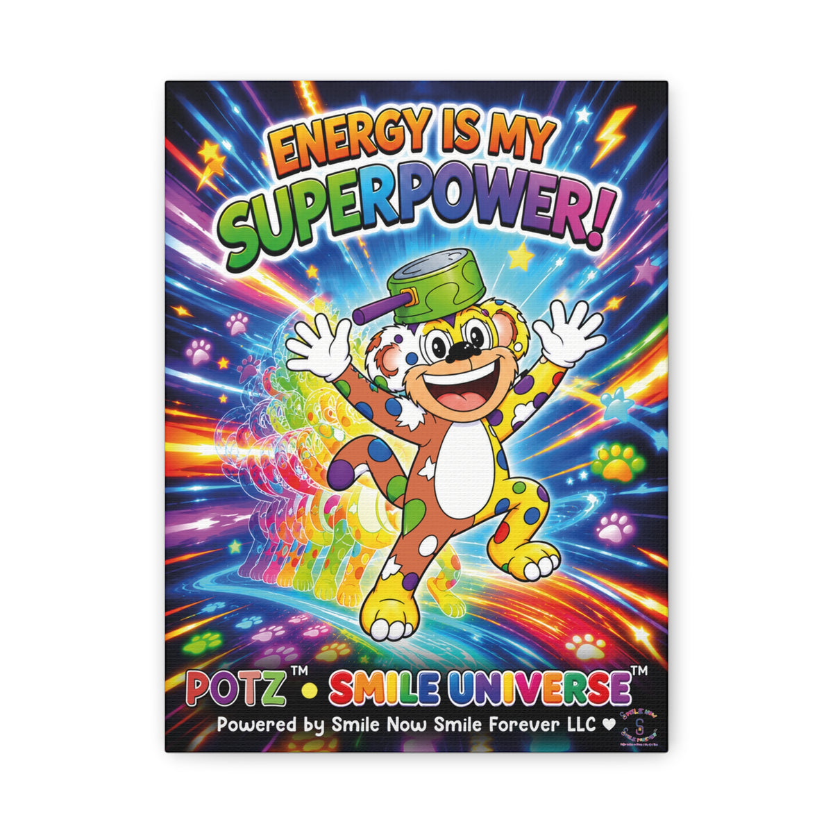 Potz™ Matte Canvas, Stretched 1.25" – "Energy is My Superpower!" Graphic Wall Art | Smile Universe Collection