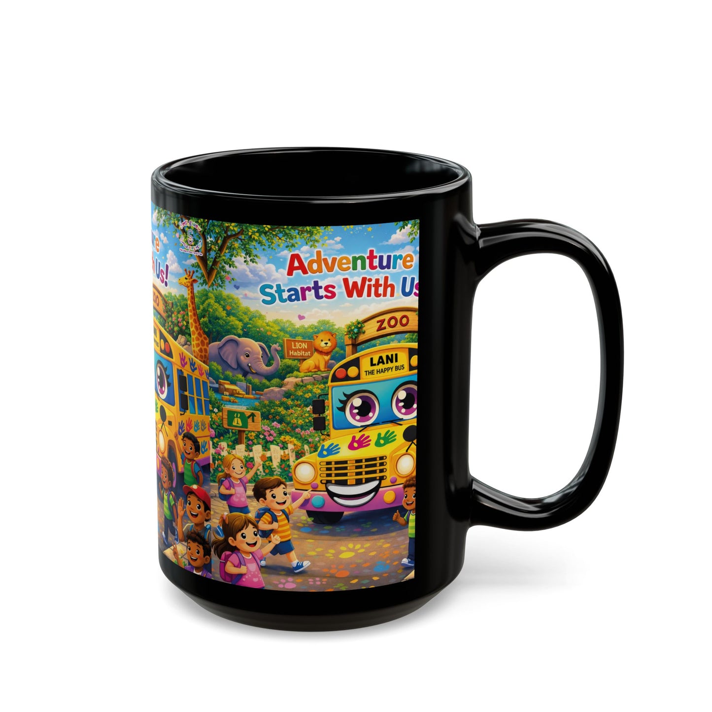 Lani™ Black Mug (11oz & 15oz) – "Adventure Starts With Us!" Graphic