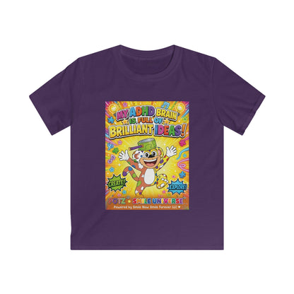 Potz™ Kids Softstyle Tee – "My ADHD Brain is Full of Brilliant Ideas!" Graphic Tee | Smile Universe Collection