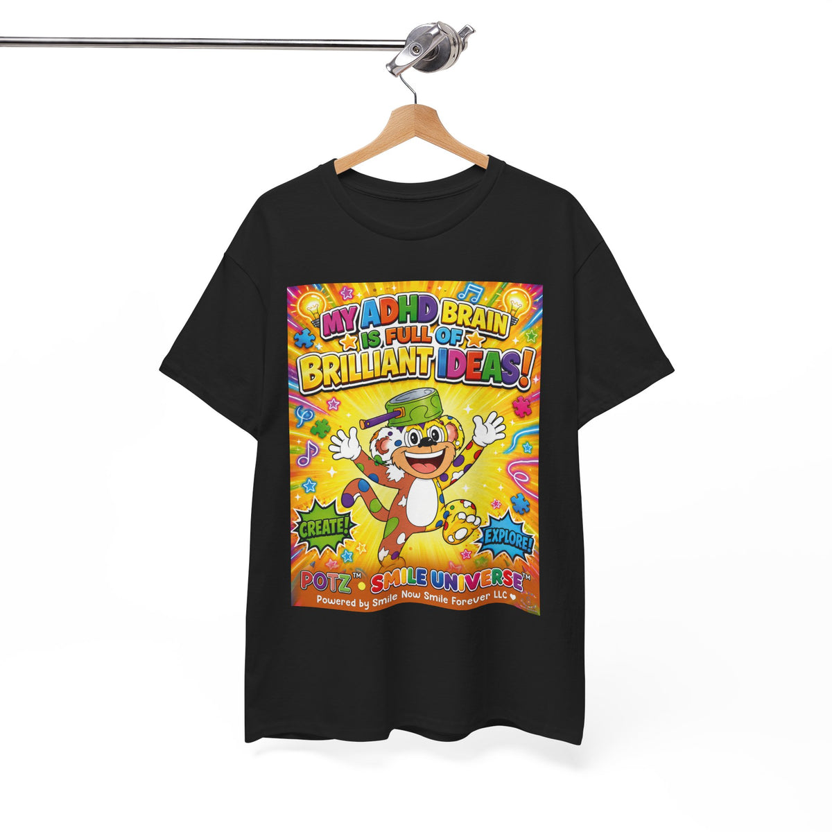 Potz™ Unisex Heavy Cotton™ Tee – "My ADHD Brain is Full of Brilliant Ideas!" Graphic Tee | Smile Universe Collection