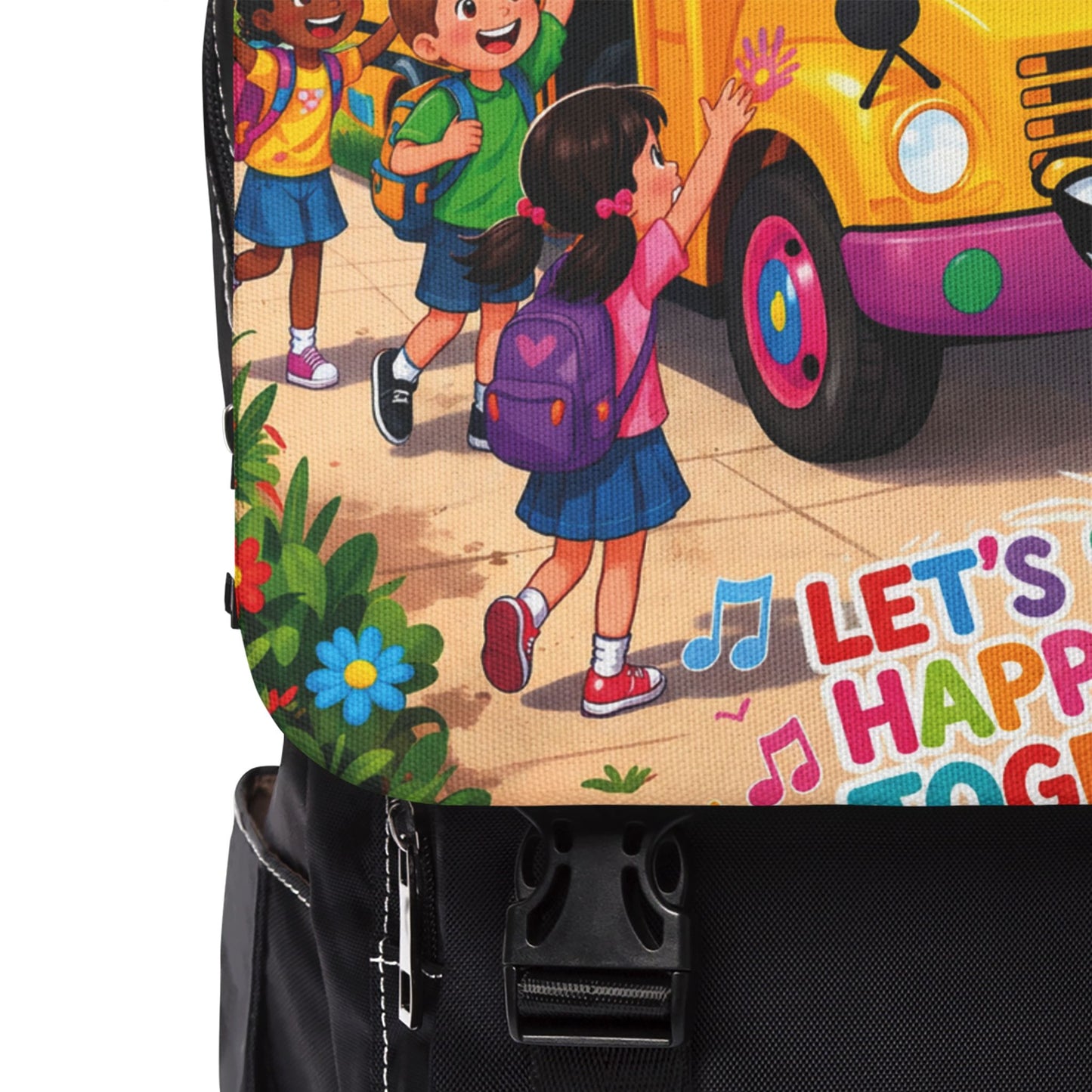 Lani™ Unisex Casual Shoulder Backpack – "Let's Sing Happiness Together!" Graphic