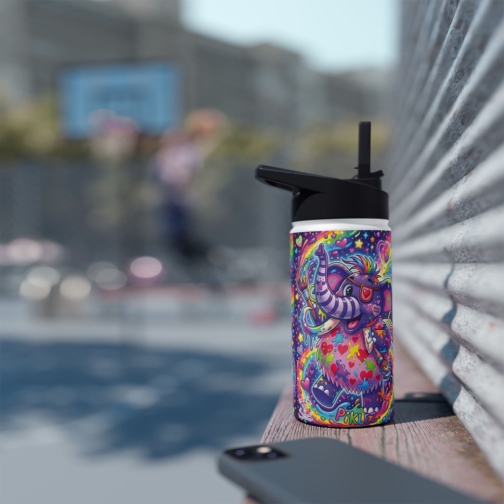 Piklez™ Stainless Steel Water Bottle with Standard Lid – "Magic Paint!" Graphic | Smile Universe Collection