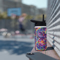 Piklez™ Stainless Steel Water Bottle with Standard Lid – "Magic Paint!" Graphic | Smile Universe Collection