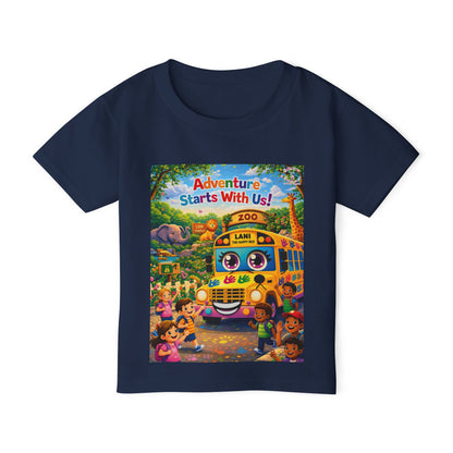 Lani™ Heavy Cotton™ Toddler T-Shirt – "Adventure Starts With Us!" Graphic