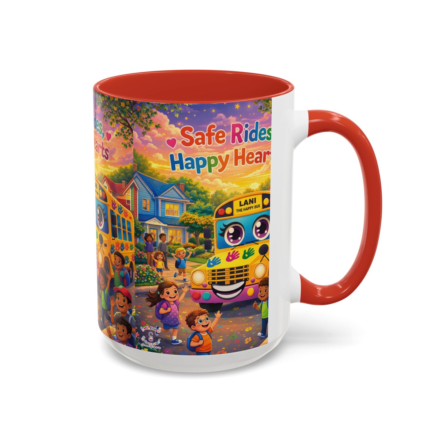 Lani™ Accent Coffee Mug (11oz & 15oz) – "Safe Rides, Happy Hearts" Graphic