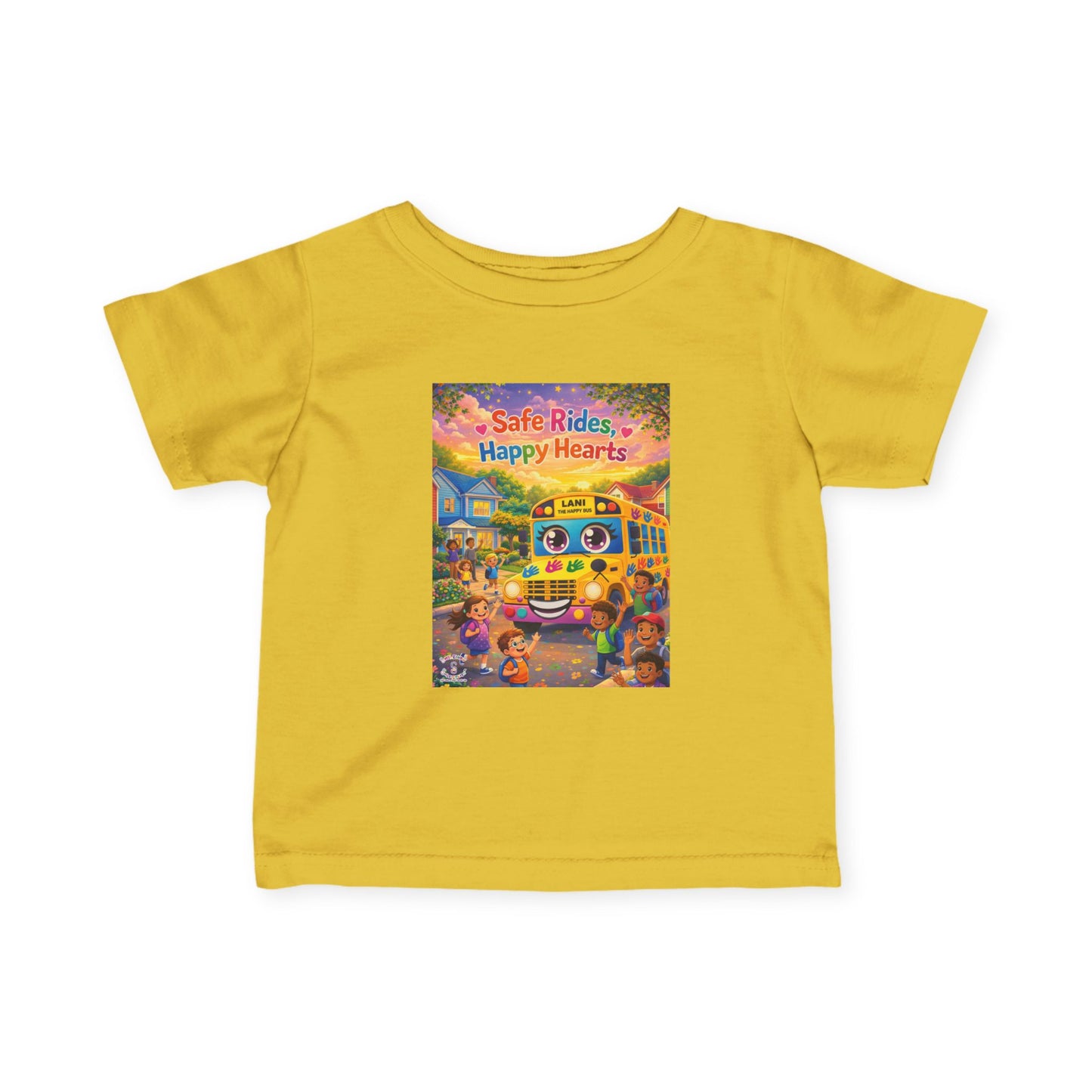 Lani™ Infant Fine Jersey Tee – "Safe Rides, Happy Hearts" Graphic