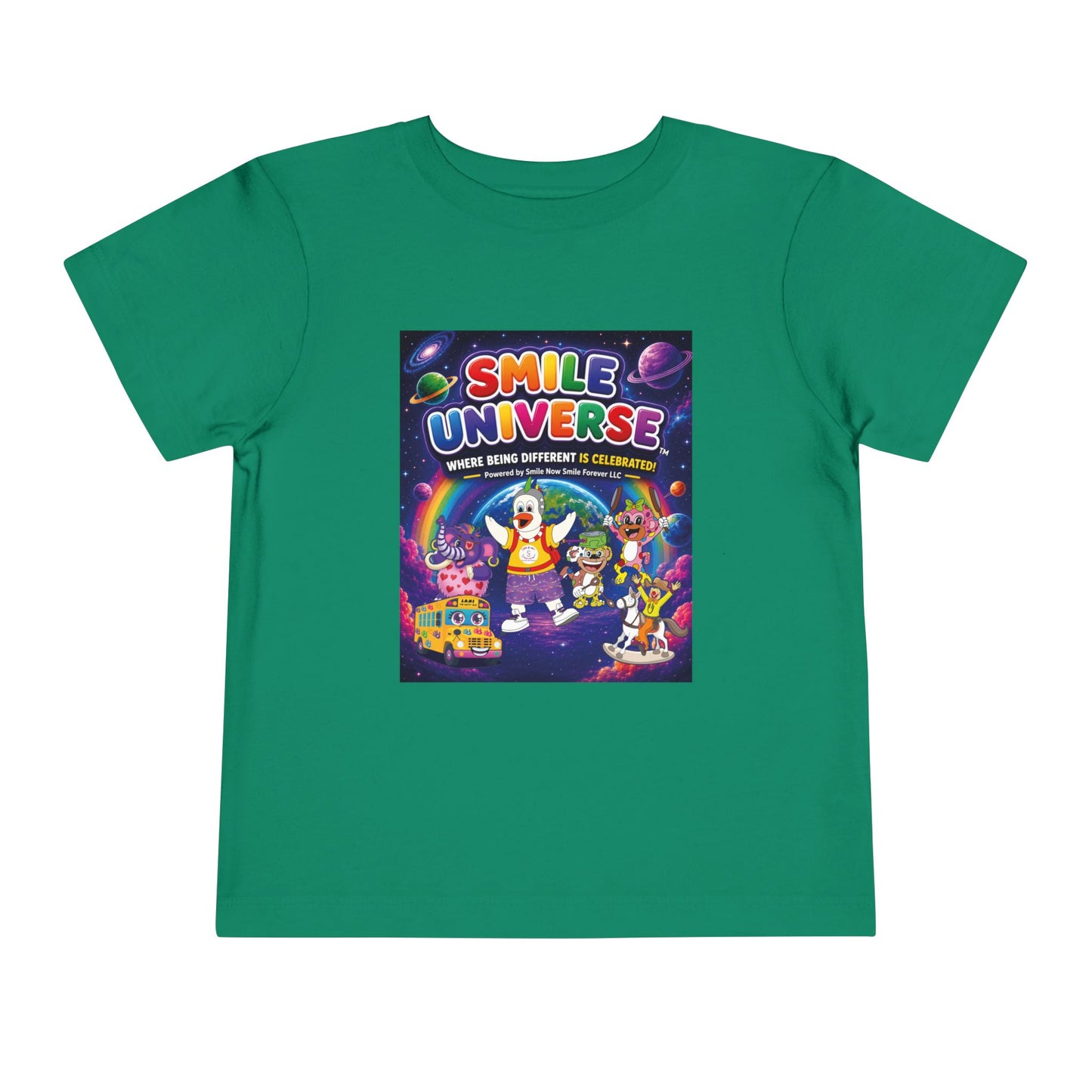Smile Universe™ Toddler Short Sleeve Tee – "Where Being Different is CELEBRATED!" Graphic
