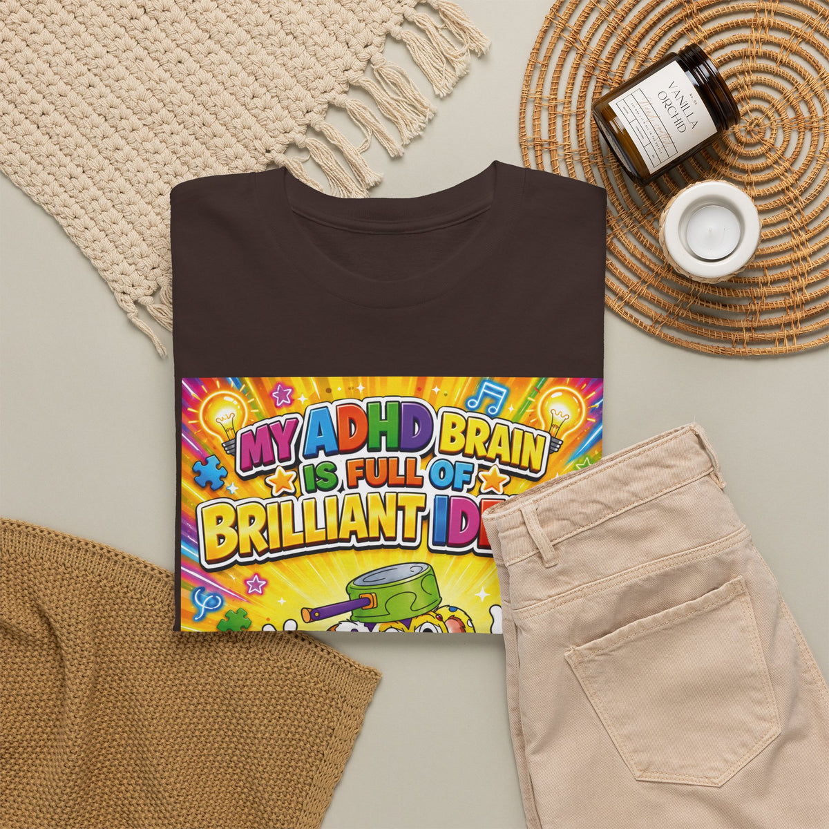 Potz™ Unisex Heavy Cotton™ Tee – "My ADHD Brain is Full of Brilliant Ideas!" Graphic Tee | Smile Universe Collection