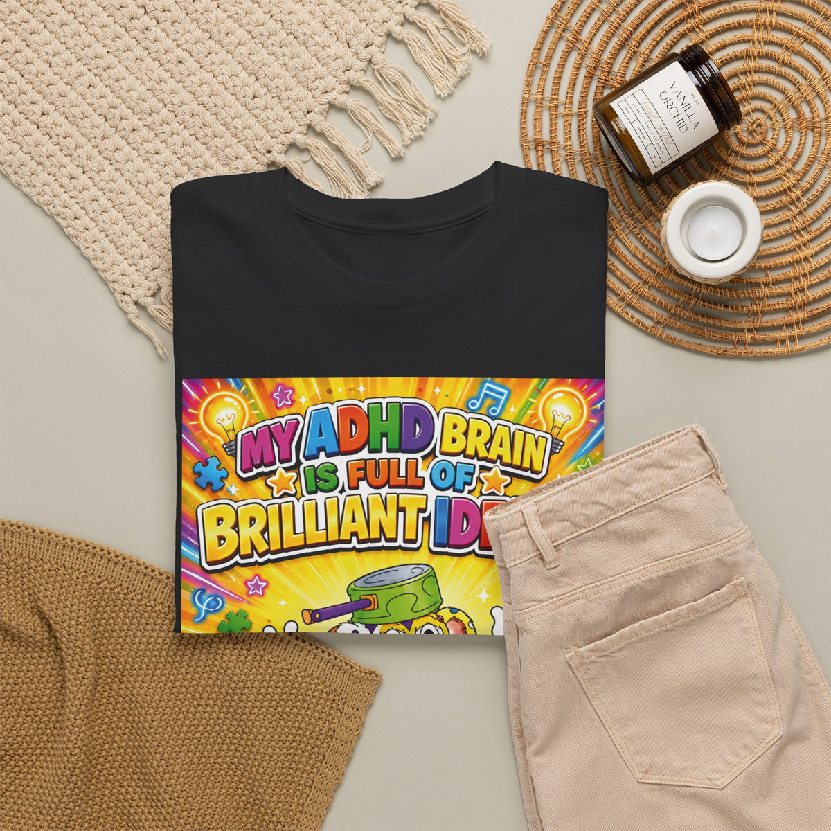 Potz™ Unisex Heavy Cotton™ Tee – "My ADHD Brain is Full of Brilliant Ideas!" Graphic Tee | Smile Universe Collection