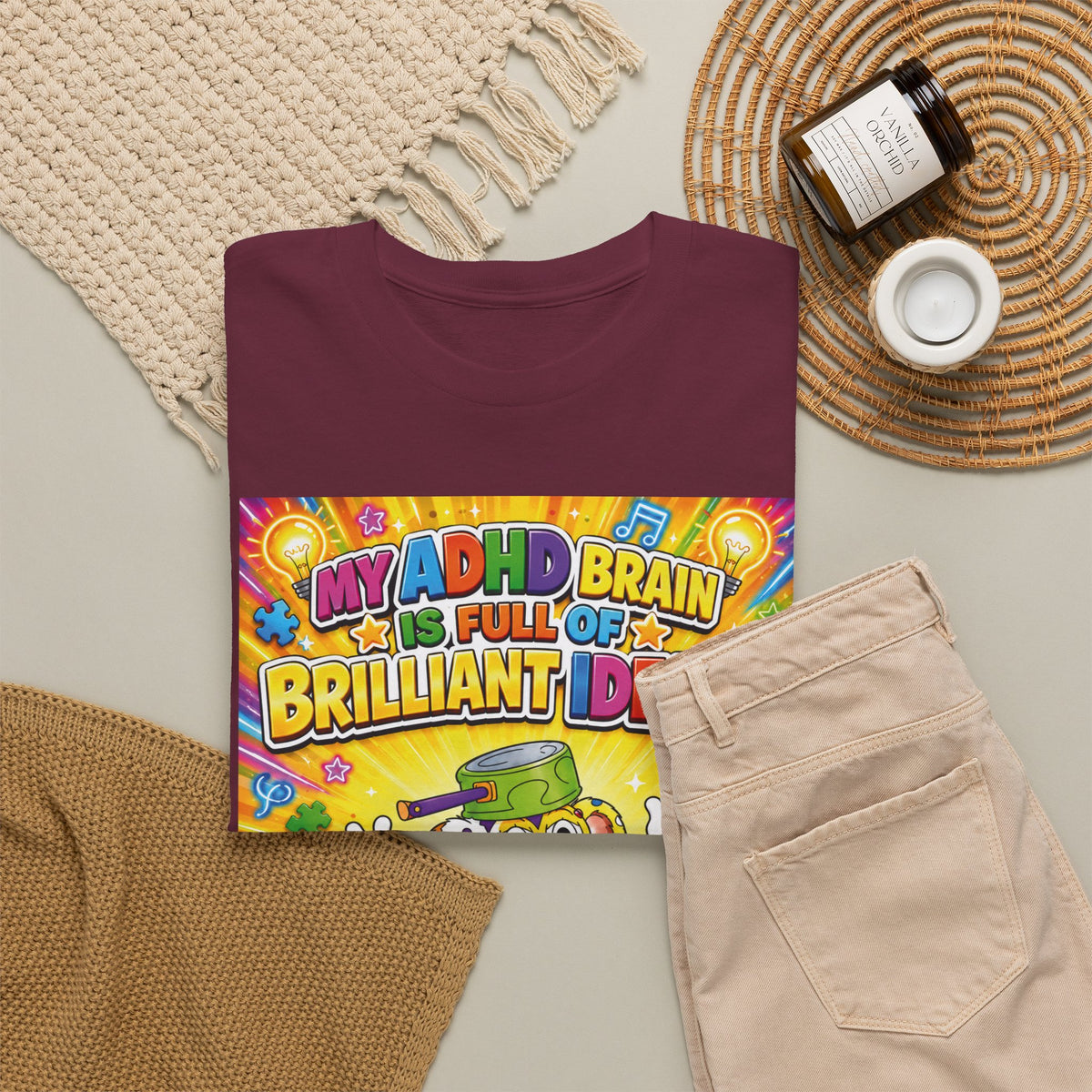 Potz™ Unisex Heavy Cotton™ Tee – "My ADHD Brain is Full of Brilliant Ideas!" Graphic Tee | Smile Universe Collection