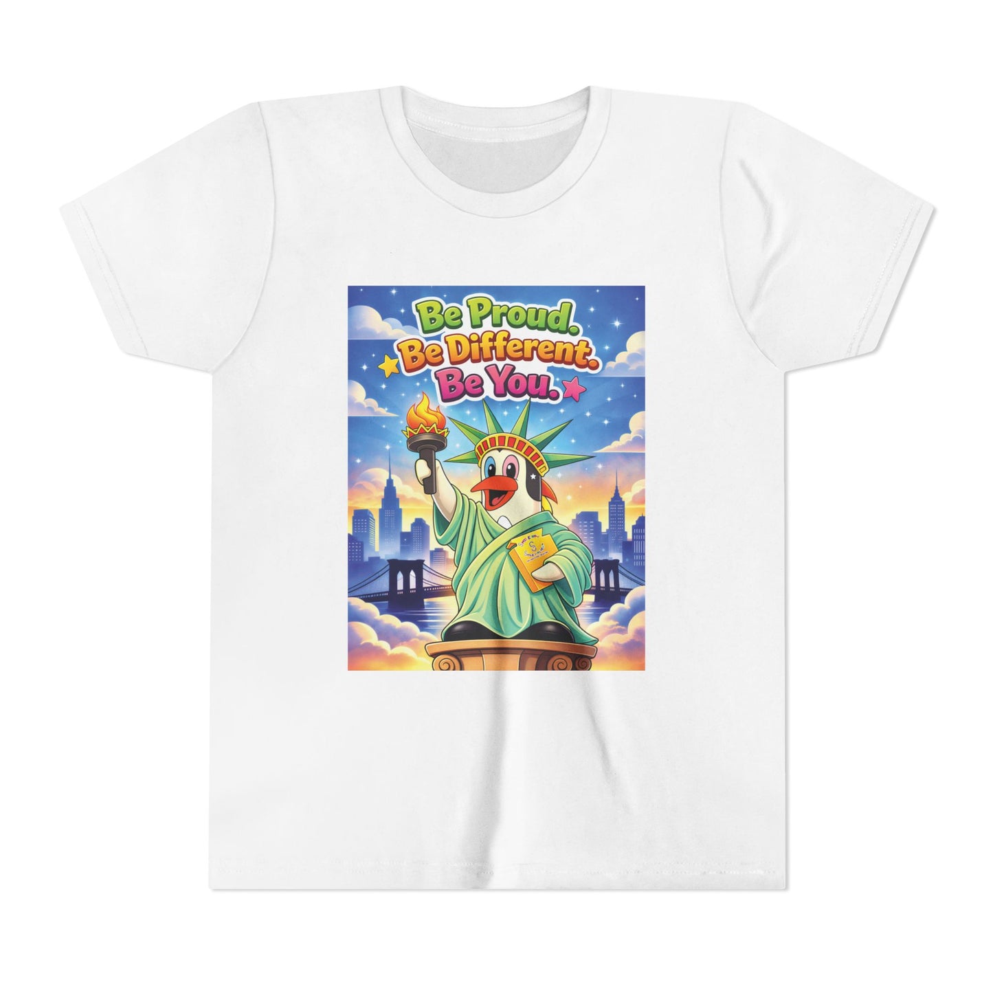 TuBz™M "Be Proud. Be Different. Be You." Kids T-Shirt - Inspirational Graphic Tee