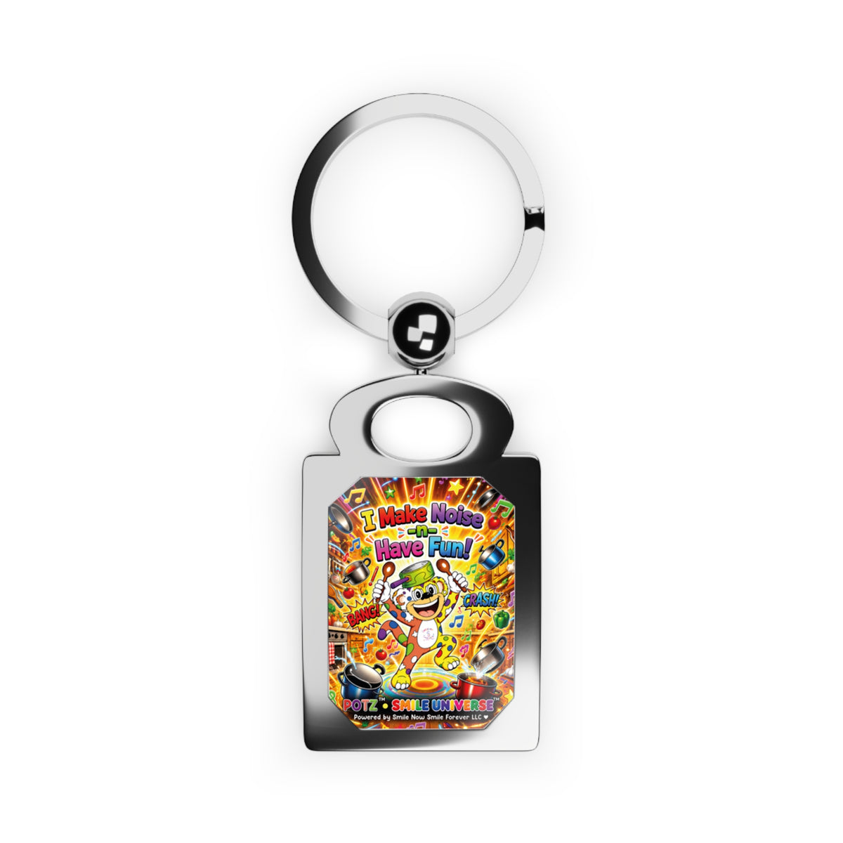 Potz™ Rectangle Photo Keyring – "I Make Noise -n- Have Fun!" Graphic Keychain | Smile Universe Collection