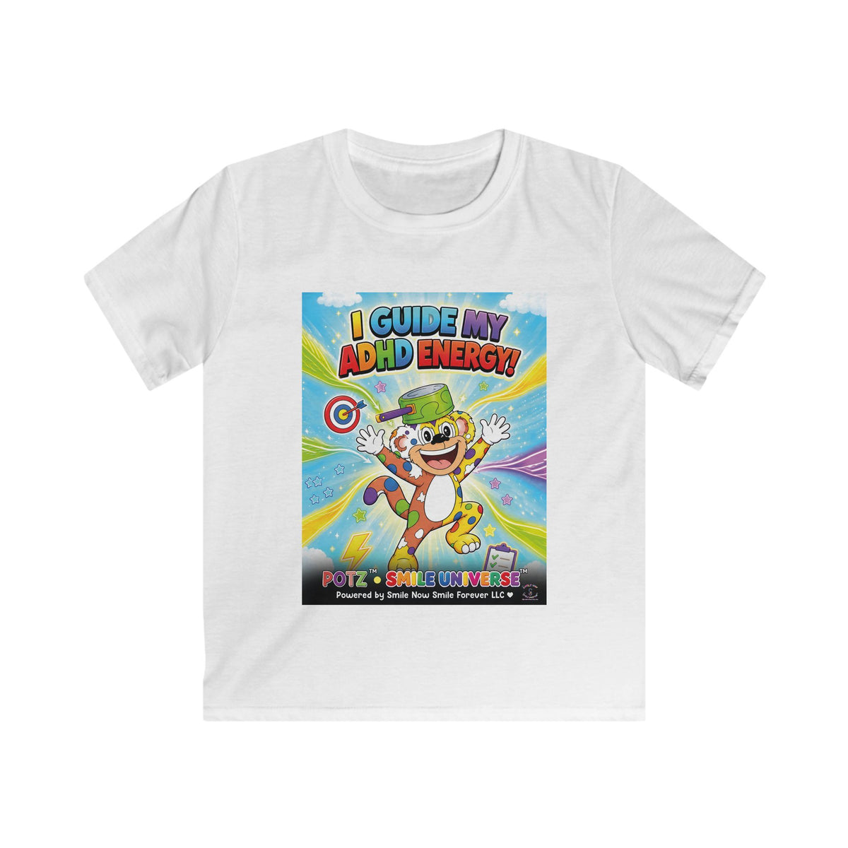 Potz™ Kids Softstyle Tee – "I Guide My ADHD Energy!" Graphic Tee | Smile Universe Collection