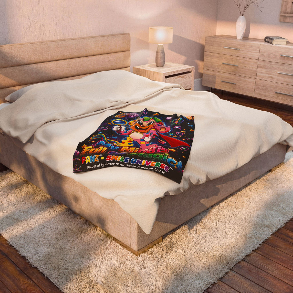Panz™ Velveteen Plush Blanket – "My Mind is Full of Magic" Graphic | Smile Universe Collection