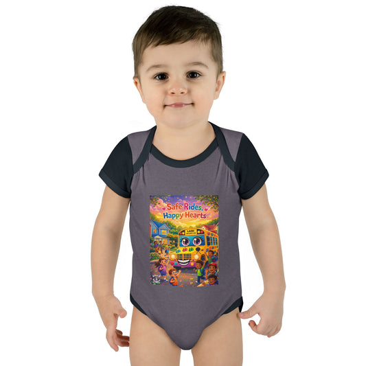 Lani™ Infant Baby Rib Bodysuit – "Safe Rides, Happy Hearts" Graphic
