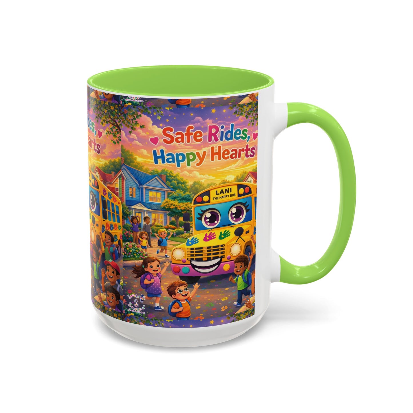 Lani™ Colorful Mug (11oz & 15oz) – "Safe Rides, Happy Hearts" Graphic