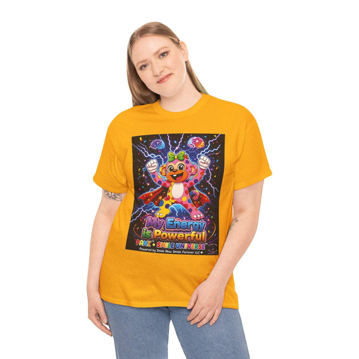 Panz™ Unisex Heavy Cotton™ Tee For Adult – "My Energy is Powerful" Graphic Tee | Smile Universe Collection