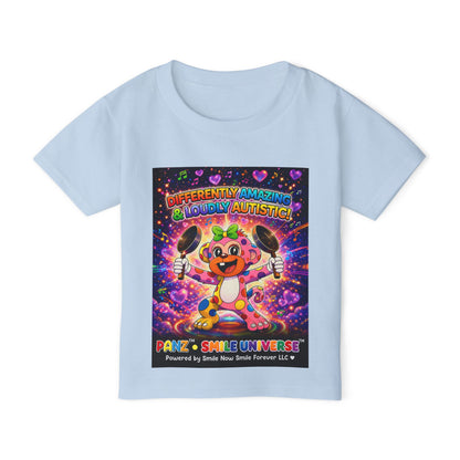 Panz™ Heavy Cotton™ Toddler T-Shirt – "Differently Amazing & Loudly Autistic!" Graphic | Smile Universe Collection