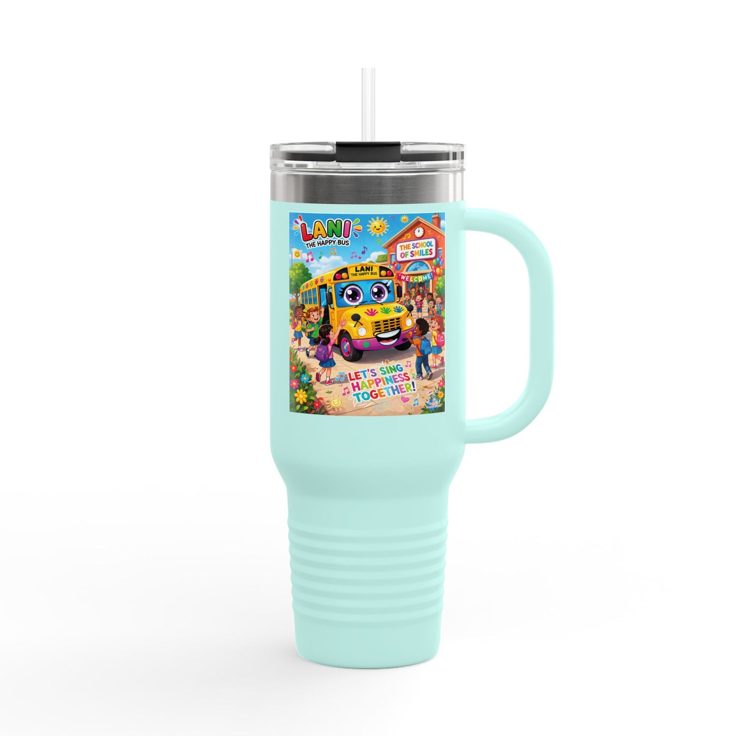 Lani™ 40oz Insulated Travel Mug – "Let's Sing Happiness Together!" Graphic