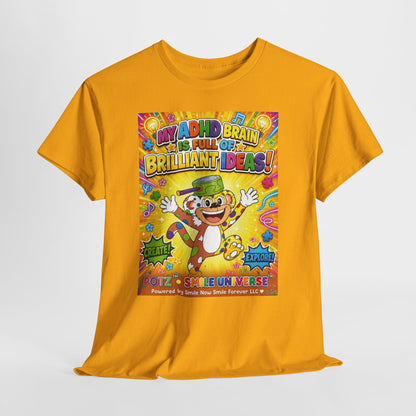 Potz™ Unisex Heavy Cotton™ Tee – "My ADHD Brain is Full of Brilliant Ideas!" Graphic Tee | Smile Universe Collection