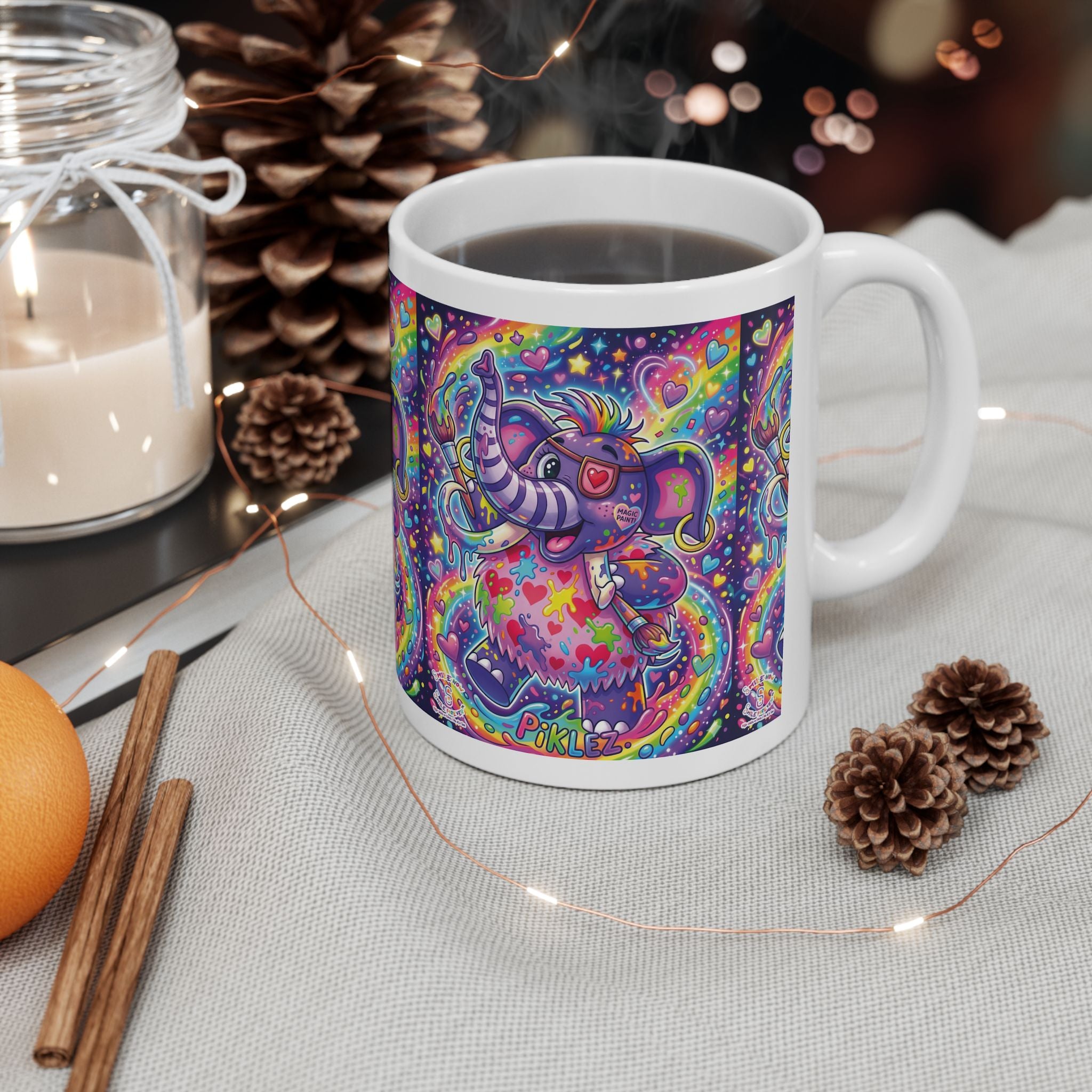 Piklez™ 11oz Ceramic Mug – "Magic Paint!" Graphic | Smile Universe Collection