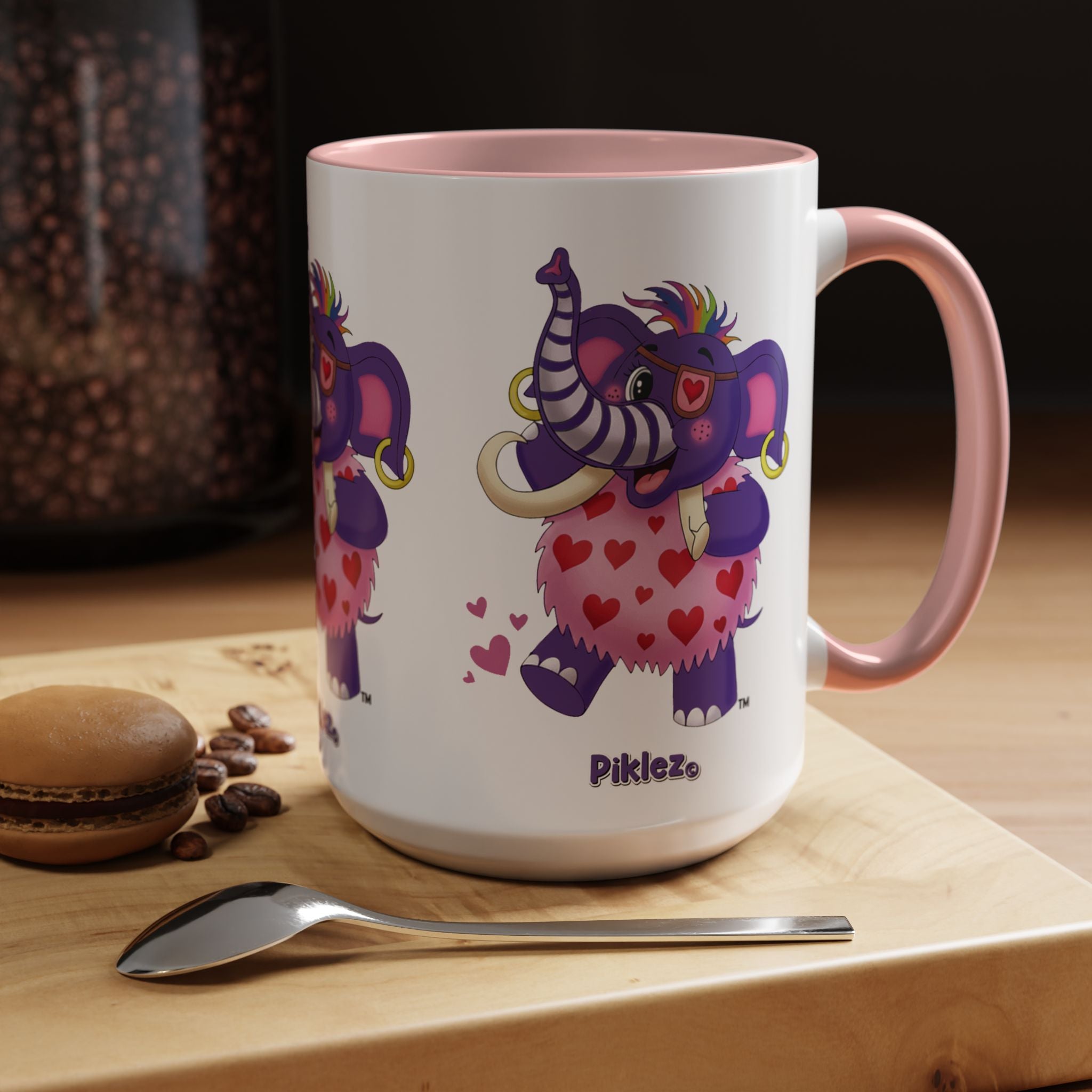 Piklez™ Accent Coffee Mug (11oz & 15oz) – "Full of Love!" Graphic | Smile Universe Collection