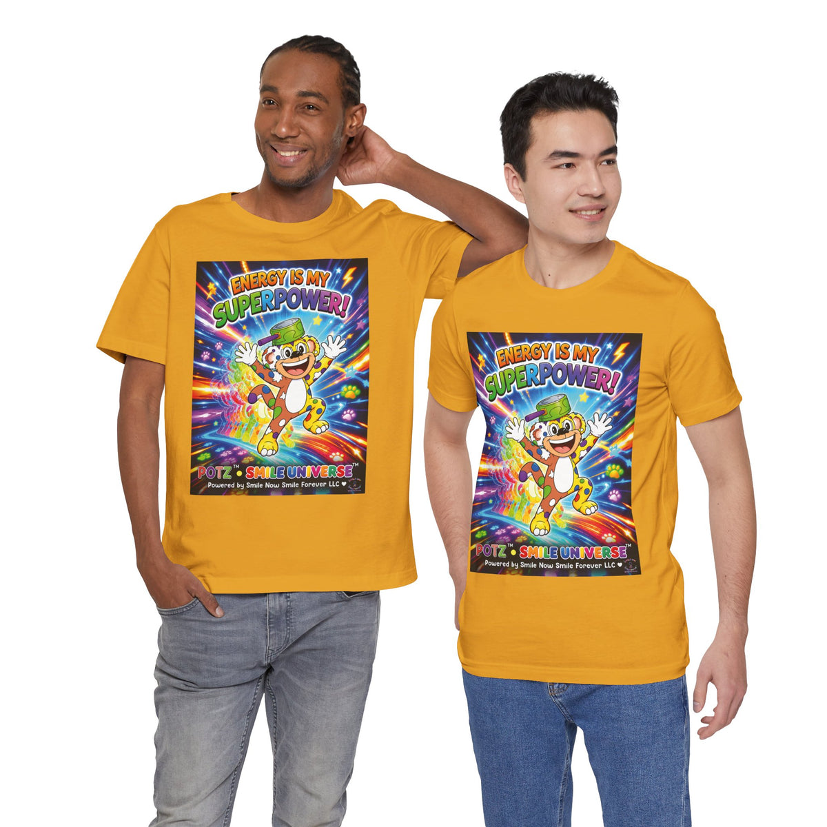Potz™ Unisex Jersey Short Sleeve Tee – "Energy is My Superpower!" Graphic Tee | Smile Universe Collection