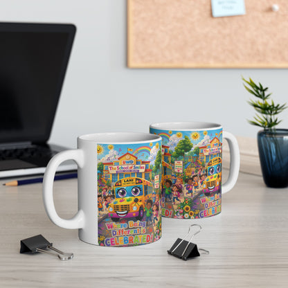 Lani™ Ceramic Mug (11oz & 15oz) – "Where Being Different is CELEBRATED!" Graphic