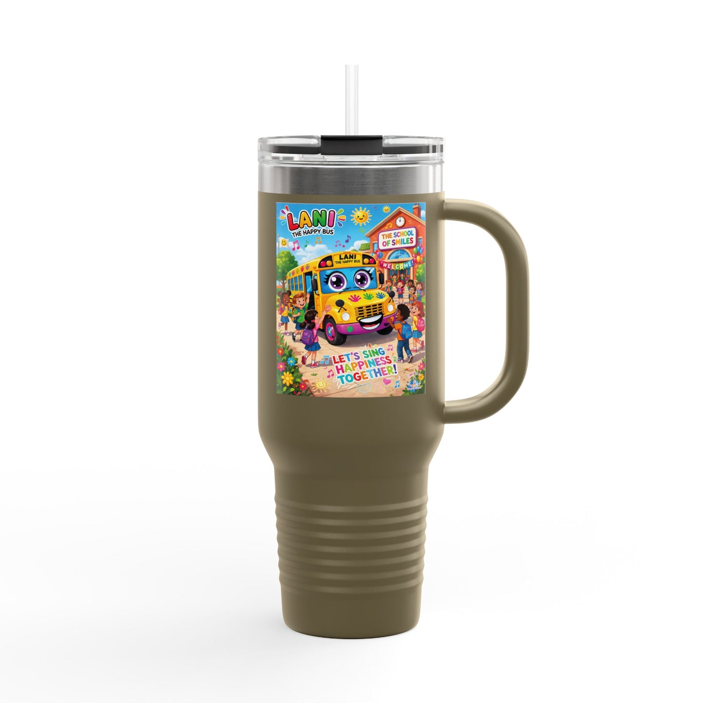 Lani™ 40oz Insulated Travel Mug – "Let's Sing Happiness Together!" Graphic