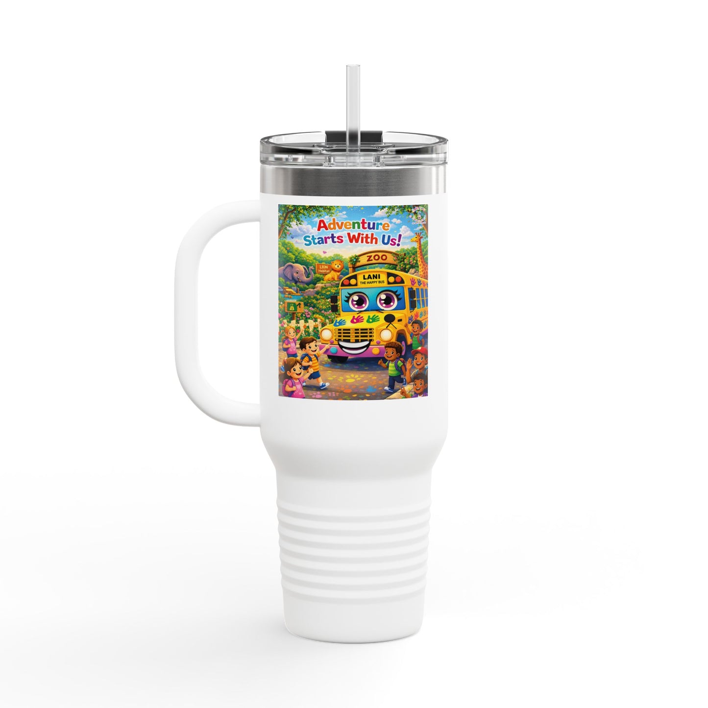 Lani™ 40oz Insulated Travel Mug – "Adventure Starts With Us!" Graphic