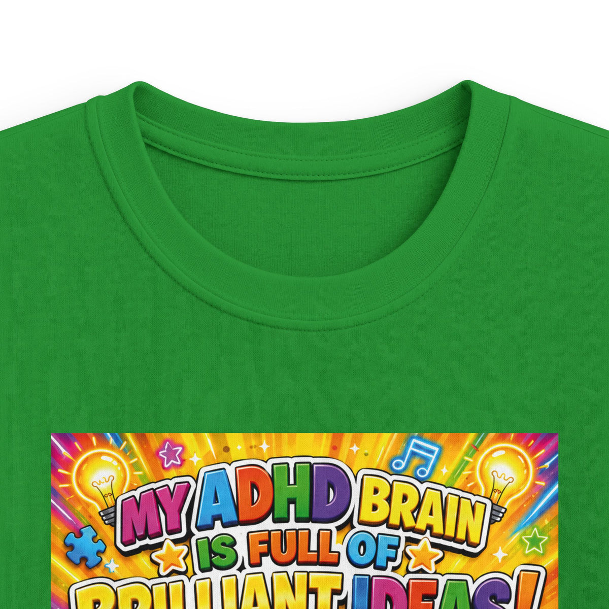 Potz™ Kids Softstyle Tee – "My ADHD Brain is Full of Brilliant Ideas!" Graphic Tee | Smile Universe Collection