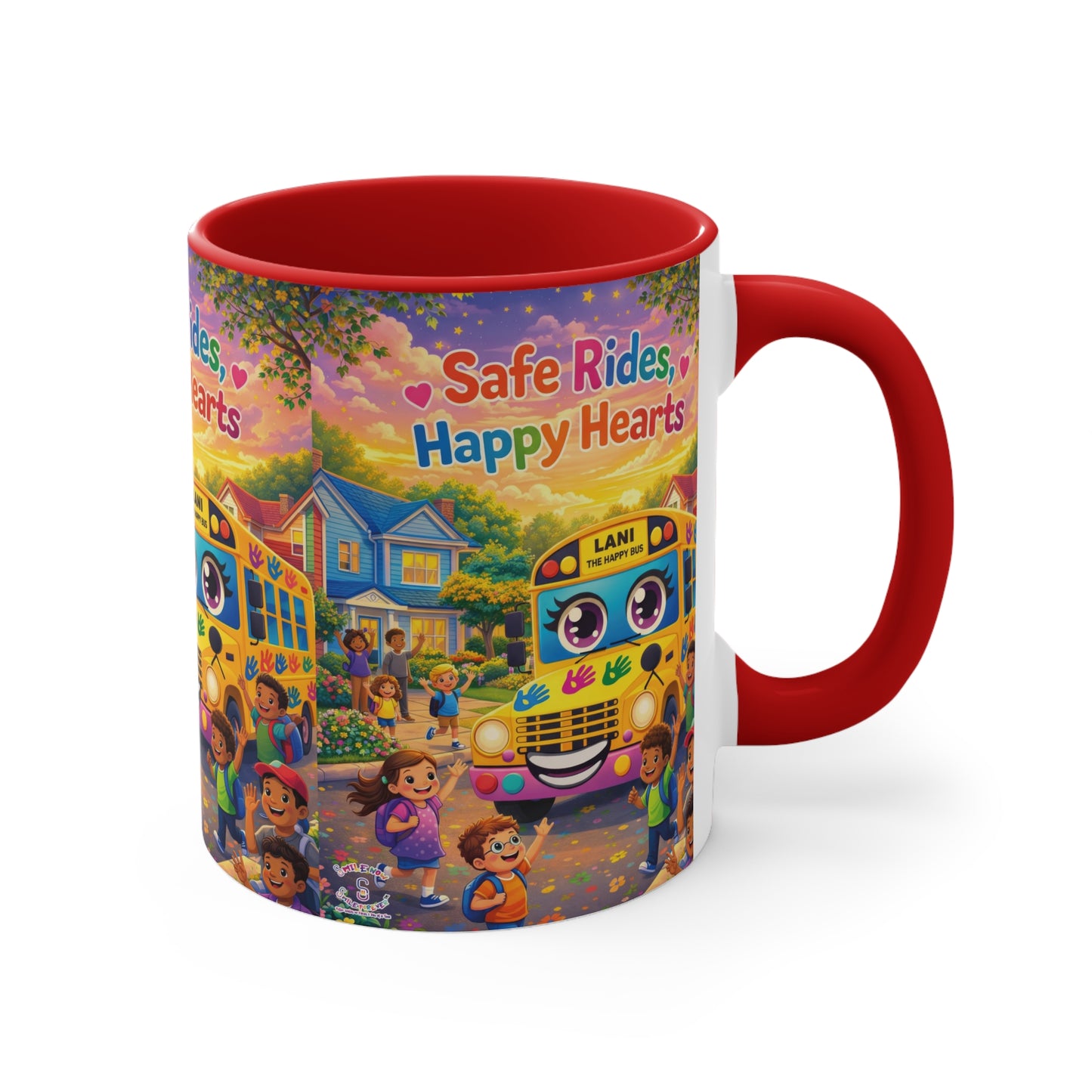 Lani™ Accent Mug – "Safe Rides, Happy Hearts" Graphic