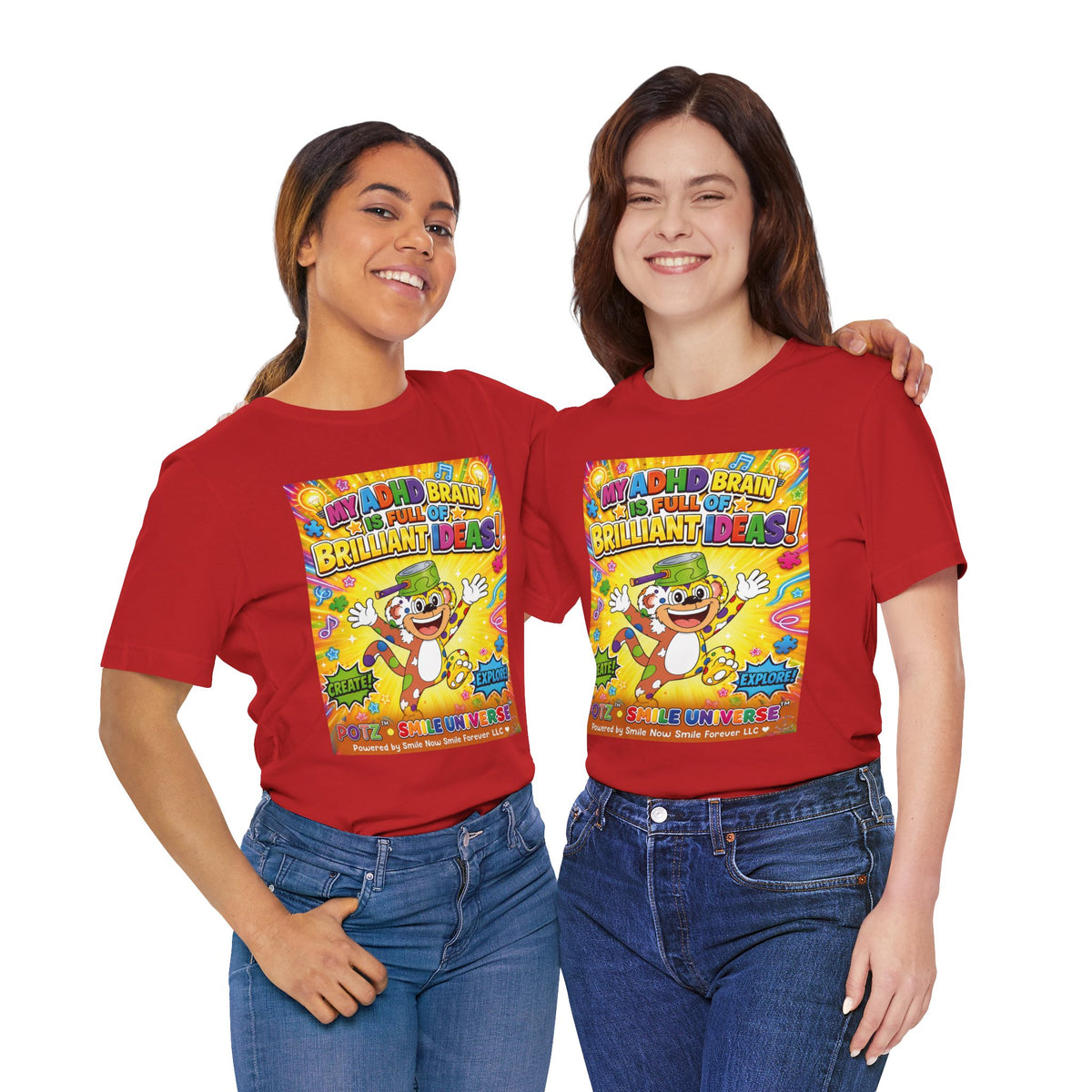 Potz™ Unisex Jersey Short Sleeve Tee – "My ADHD Brain is Full of Brilliant Ideas!" Graphic Tee | Smile Universe Collection