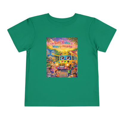 Lani™ Toddler Short Sleeve Tee – "Safe Rides, Happy Hearts" Graphic