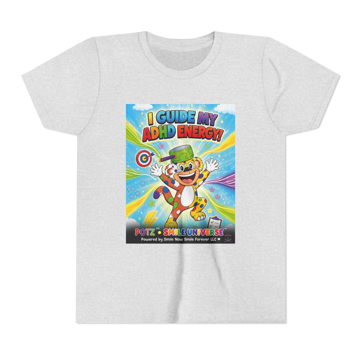 Potz™ Youth Short Sleeve Tee – "I Guide My ADHD Energy!" Graphic Tee | Smile Universe Collection