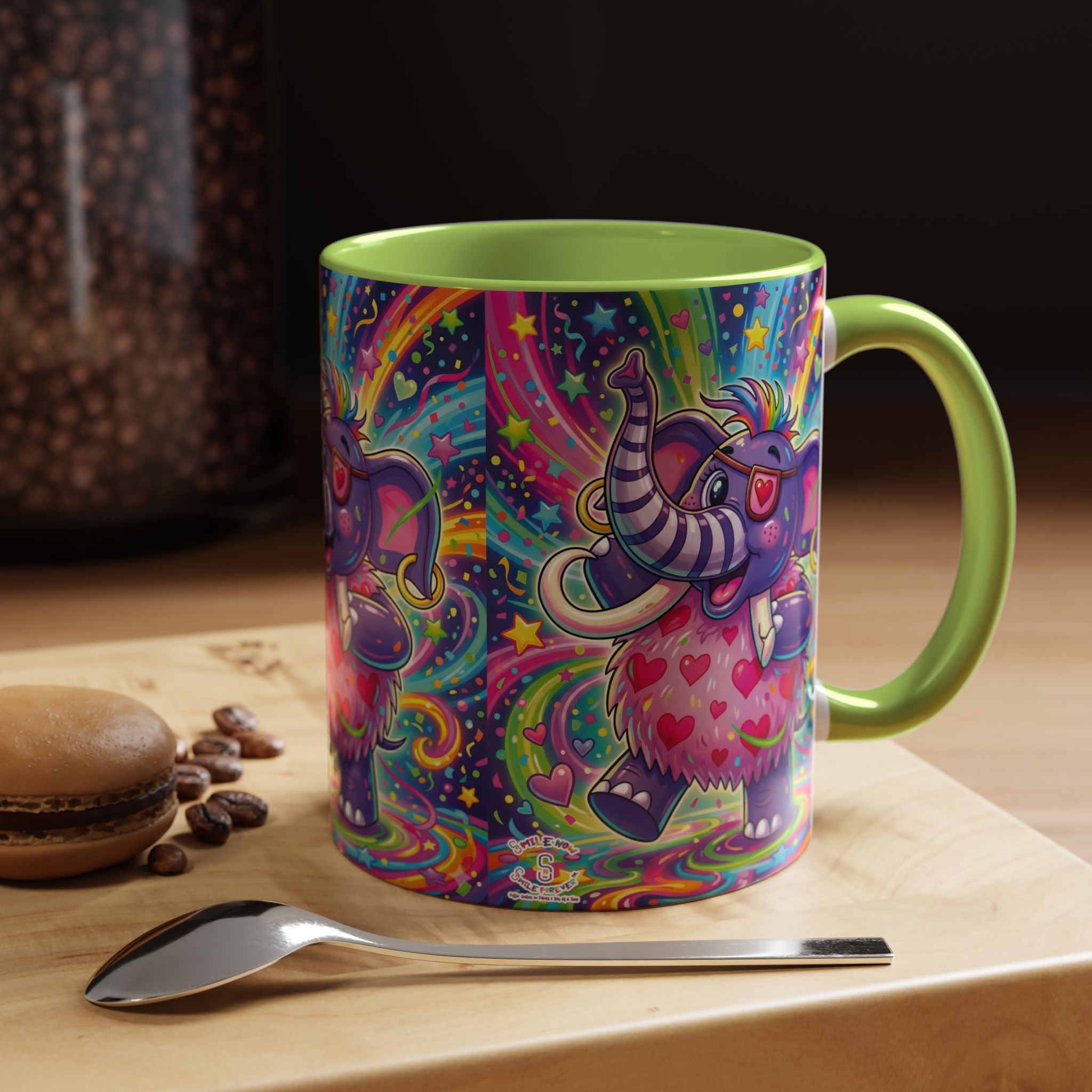 Piklez™ 11oz, 15oz Accent Coffee Mug – "Born to Celebrate!" Graphic | Smile Universe Collection