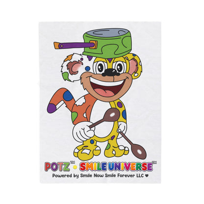Potz™ Velveteen Plush Blanket – Playful Graphic Throw | Smile Universe Collection
