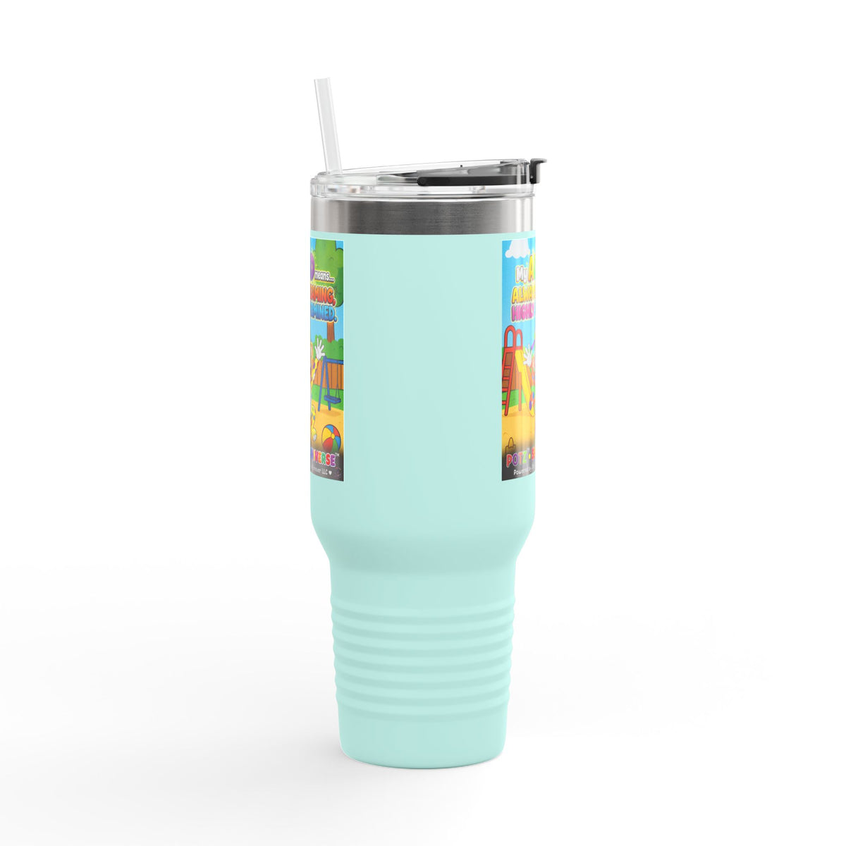 Potz™ Insulated Travel Mug 40oz – "My ADHD Means Always Dreaming, Highly Determined" Graphic Tumbler | Smile Universe Collection