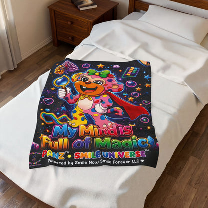 Panz™ Velveteen Plush Blanket – "My Mind is Full of Magic" Graphic | Smile Universe Collection