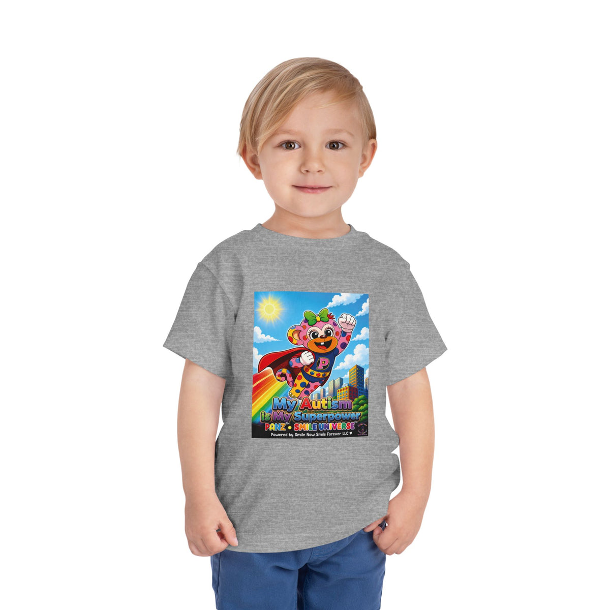 Panz™ Toddler Short Sleeve Tee – "My Autism is My Superpower" Graphic | Smile Universe Collection