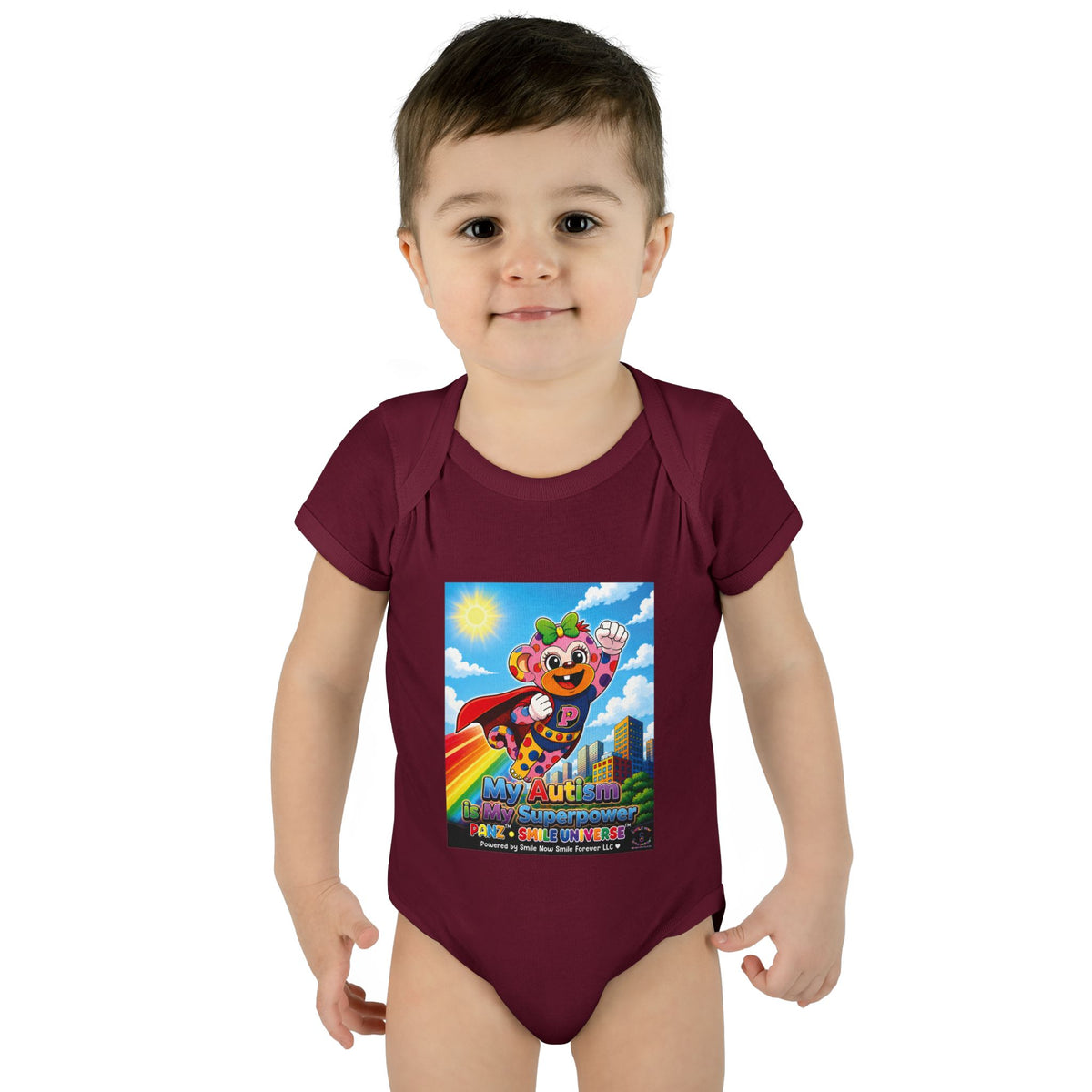 Panz™ Infant Baby Rib Bodysuit – "My Autism is My Superpower" Graphic | Smile Universe Collection