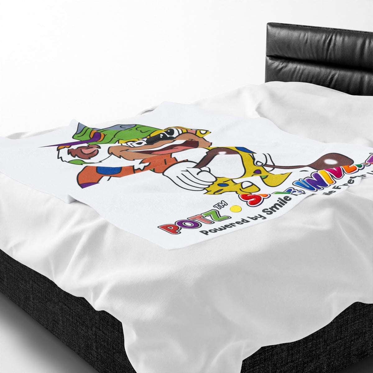 Potz™ Velveteen Plush Blanket – Playful Graphic Throw | Smile Universe Collection