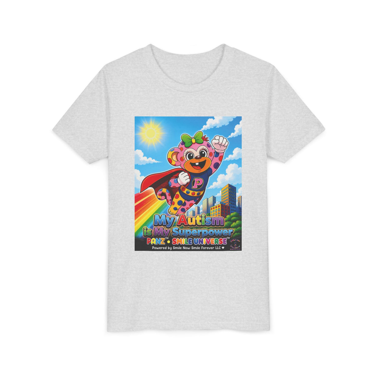 Panz™ Youth Short Sleeve Tee – "My Autism is My Superpower" Graphic | Smile Universe Collection