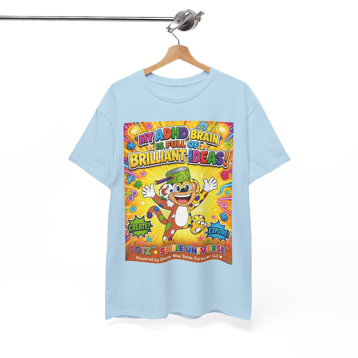 Potz™ Unisex Heavy Cotton™ Tee – "My ADHD Brain is Full of Brilliant Ideas!" Graphic Tee | Smile Universe Collection