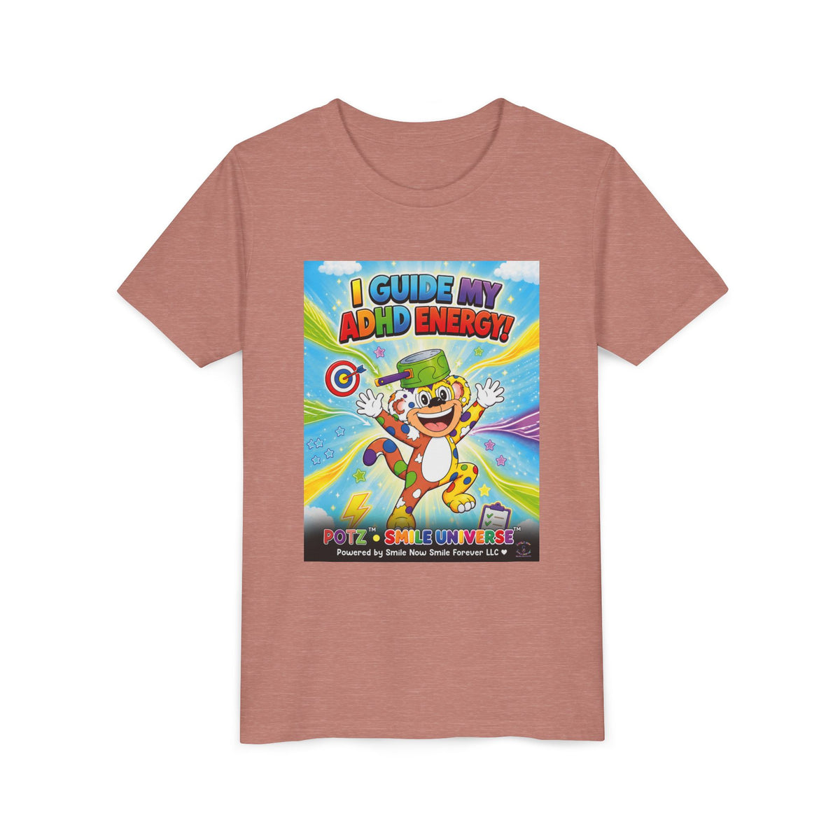Potz™ Youth Short Sleeve Tee – "I Guide My ADHD Energy!" Graphic Tee | Smile Universe Collection