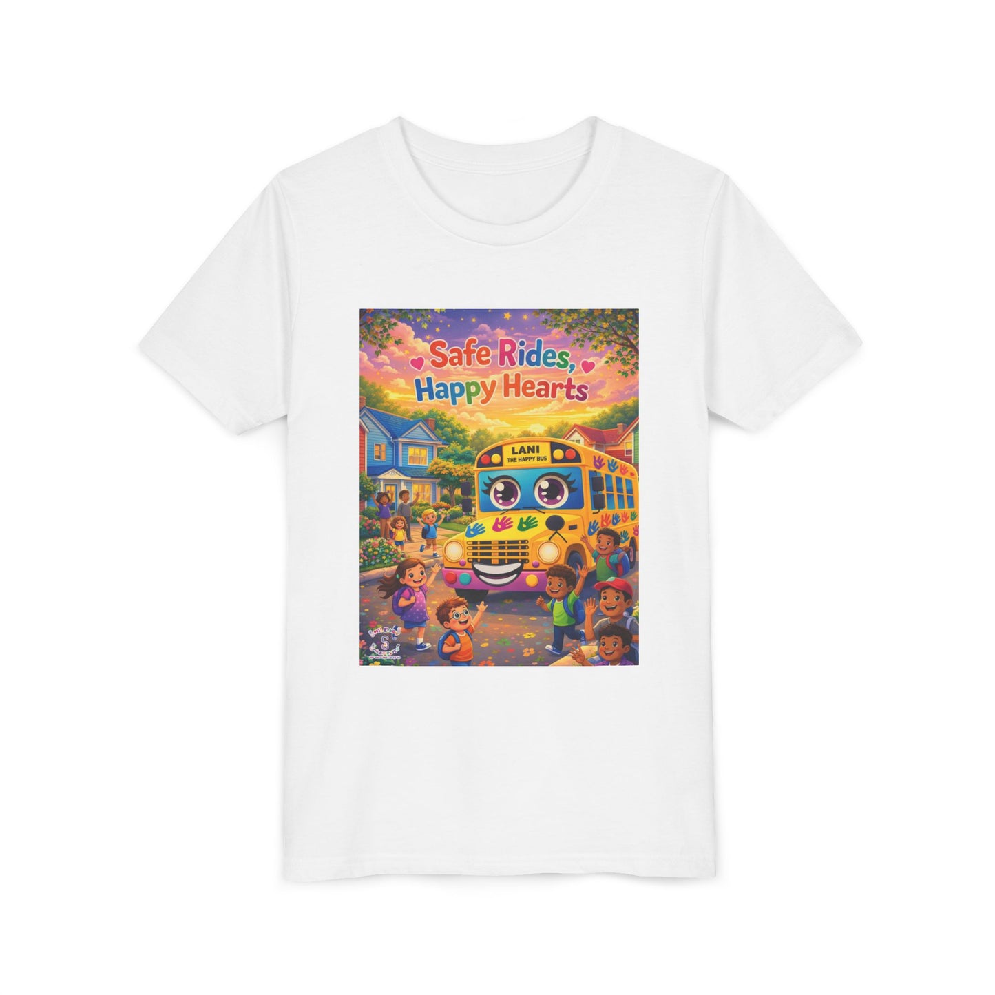 Lani™ Youth Short Sleeve Tee – "Safe Rides, Happy Hearts" Graphic