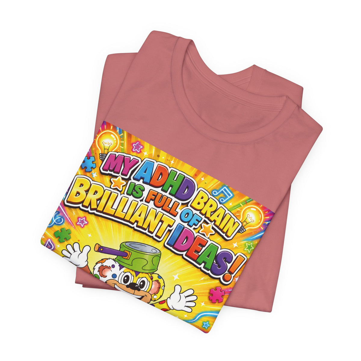 Potz™ Unisex Jersey Short Sleeve Tee – "My ADHD Brain is Full of Brilliant Ideas!" Graphic Tee | Smile Universe Collection